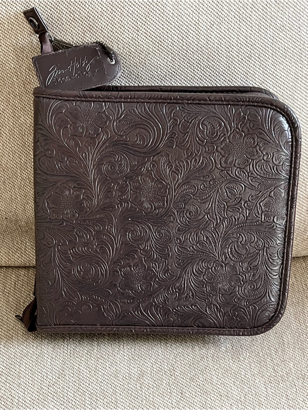 Brown Floral Idea-logy Embossed stamp storage binder - Brand: Tim Holtz